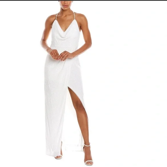 aidan mattox white sequin dress Applique Sequin Shift Dress by Aidan AIDAN MATTOX